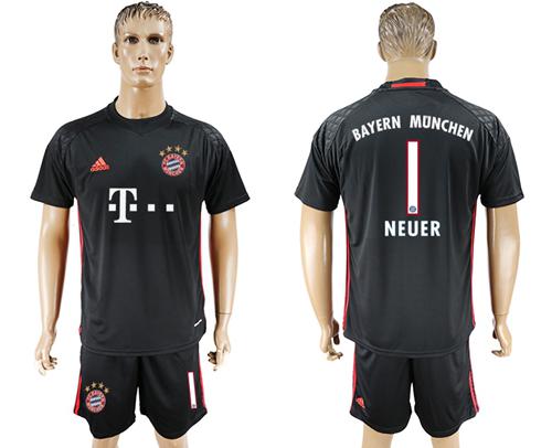 Bayern Munchen #1 Neuer Black Goalkeeper Soccer Club Jersey - Click Image to Close